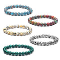 Colorful 8mm Natural Stone Strand Beads Bracelets Stretch Malachite Stone Beads Bracelet for Men Women