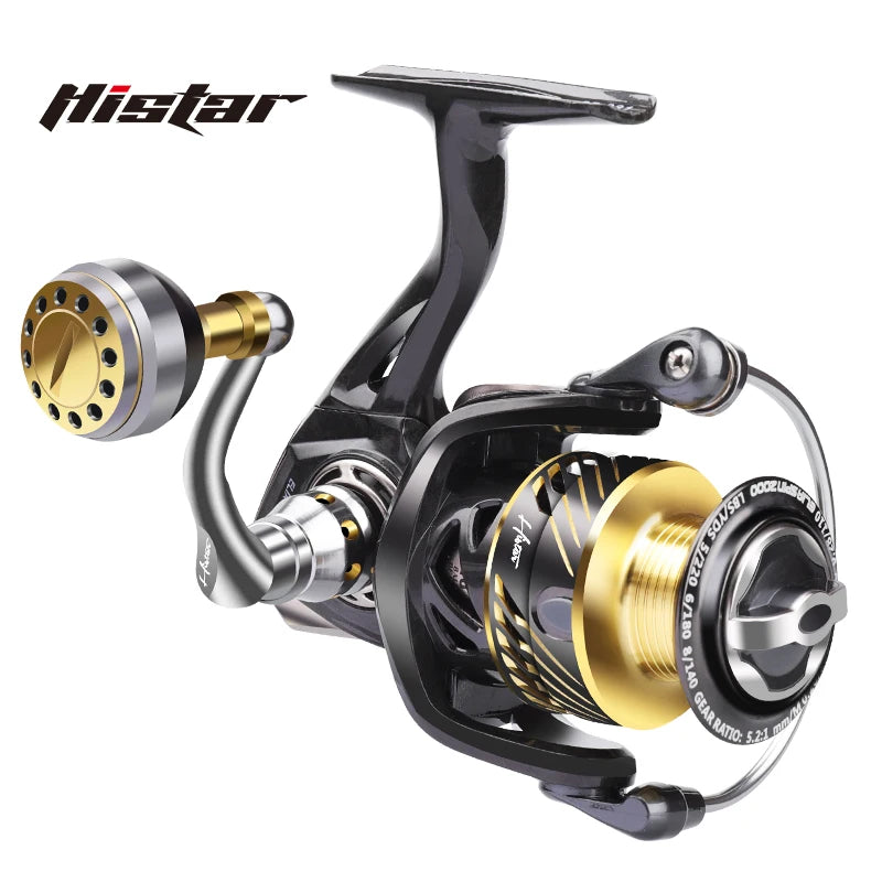 HISTAR Metal Double Spool 12KG Max Drag 5.2:1 Gear Ratio Carbon Fiber Saltwater E Series 1000 to 2000 Spinning Fishing Reel