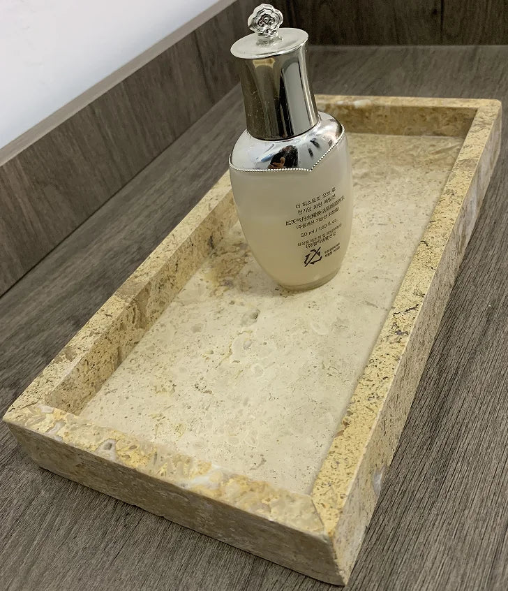 Beige Marble Natural Stone Rectangle Eco-Friendly Luxury Nordic Style Customized Logo Chocolate Serving Dish for Home Hotel