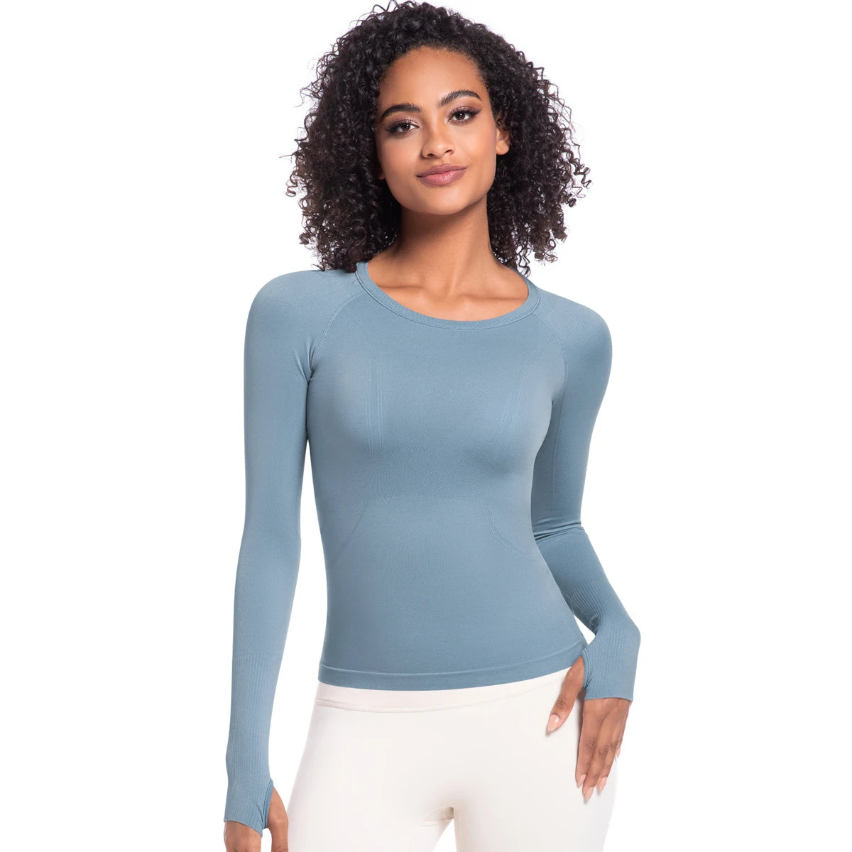 New Women's Round Neck Sports T-Shirt Lightweight Running Fitness Yoga Long Sleeve Tops