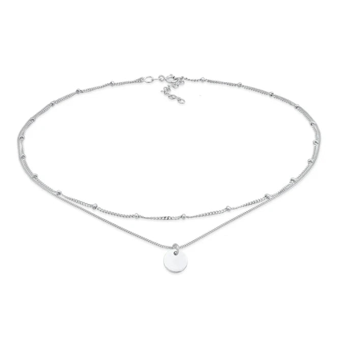 Inspire Jewelry Simple Disc Pendant Necklace for Women 18K Gold Plated Trendy Gold Bead Chain Choker and Layered Necklace