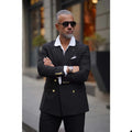 Black Two Pieces Wedding Tuxedos Men Suits Formal Business Suit Jacket Double Breasted Handsome Work Multi-scenario Coat Pants