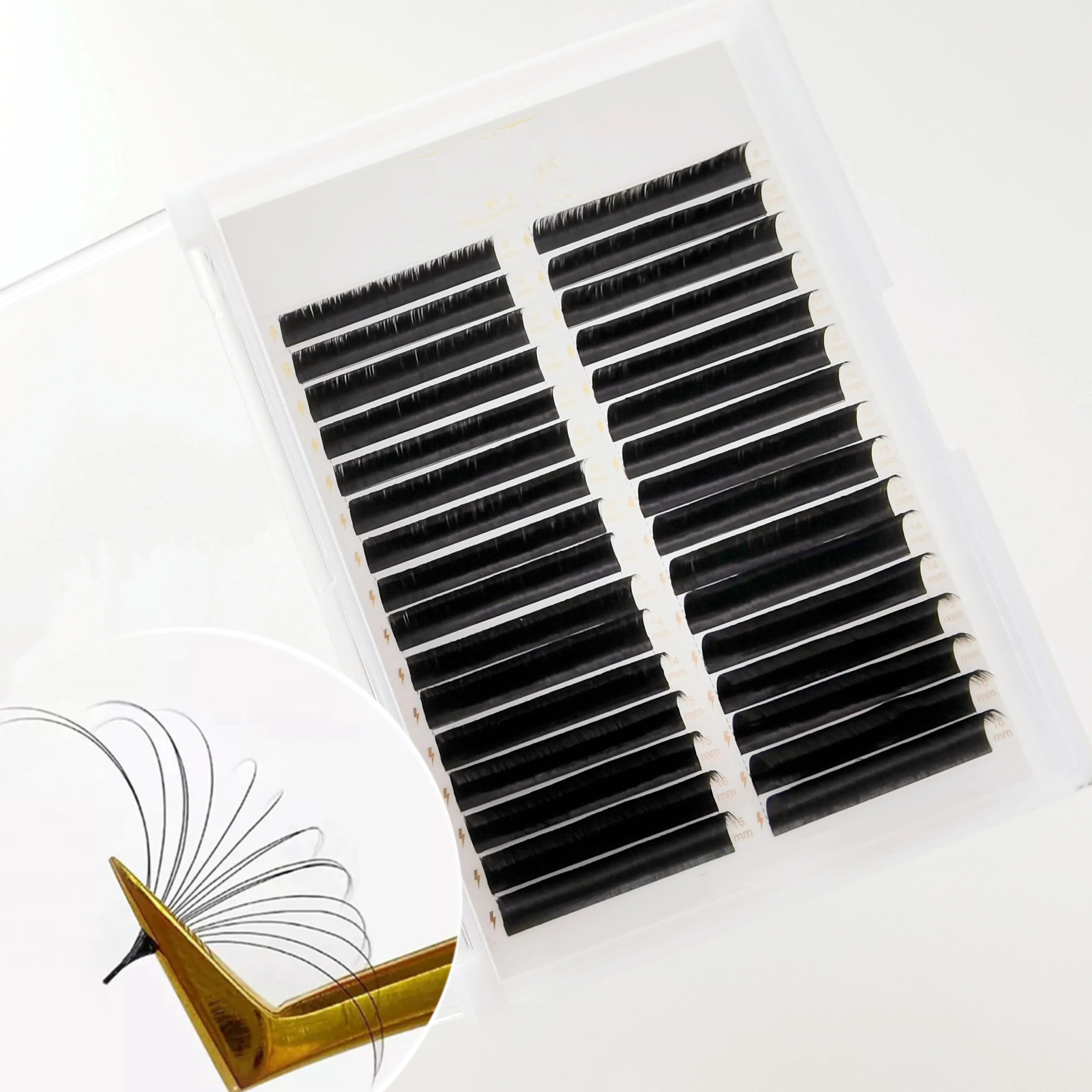 Wholesale Cashmere Lash Extensions Trays Custom Logo Matte Dark Black Volume Lash Extensions Cashmere Easy Fan