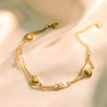 2025 Fashion Double Layer Heart Star Pearl Bracelet 18K Gold Plated Stainless Steel Bracelet Beaded Bracelet for Women Girls