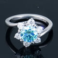 2024 New 1ct Gra Certified 925 Silver Engagement Six Claws Vvs Light Blue Mossanite Moissanite Diamond Flower Cluster Ring