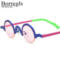 Borregls Titanium Sunglasses Women 2025 New Fashion Brand Designer Vintage Small Round Men Half-Rim UV400 Sun Glasses 185810T
