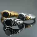 2023 New Fashion Viking Ring Titanium Steel Jewelry Gemstone Stainless Steel Ring Woven Pattern Mens Dominant Personality Ring