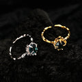 ICEBELA Fine Jewelry 925 Sterling Silver 18K Plated Simple Compact Inlaid Gemstone Ring Female Open Texture Rings for Girls