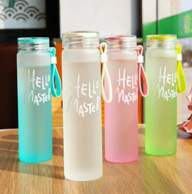 New Design Portable Multi-Colored Advertising Gift Cup Frosted Glass Water Bottle