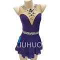 Customized Children's Luxury Figure Skating Dress Purple Competition Dance Skirt Ballroom Manufactured Professional Skater
