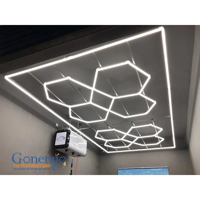 New Flexible Work Light Logo Workshop Restaurant Car Beauty Repair Led Hexagonal Roof Lights