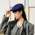 Latest Hot Sale Custom Pure Wool Peaked Cap Fashionable French Beret Embroidery Beret Hat for Women Outdoor Autumn