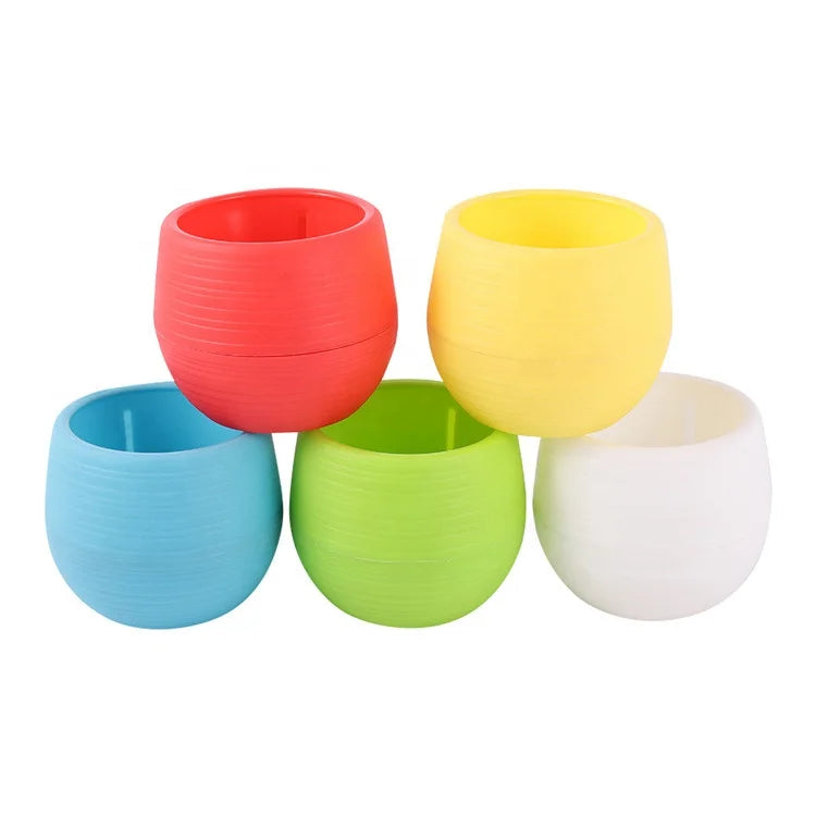 Plastic Mini Cute Round Flower Pot Succulent Plant Flowerpot Garden Home Office Desktop Plant Pot