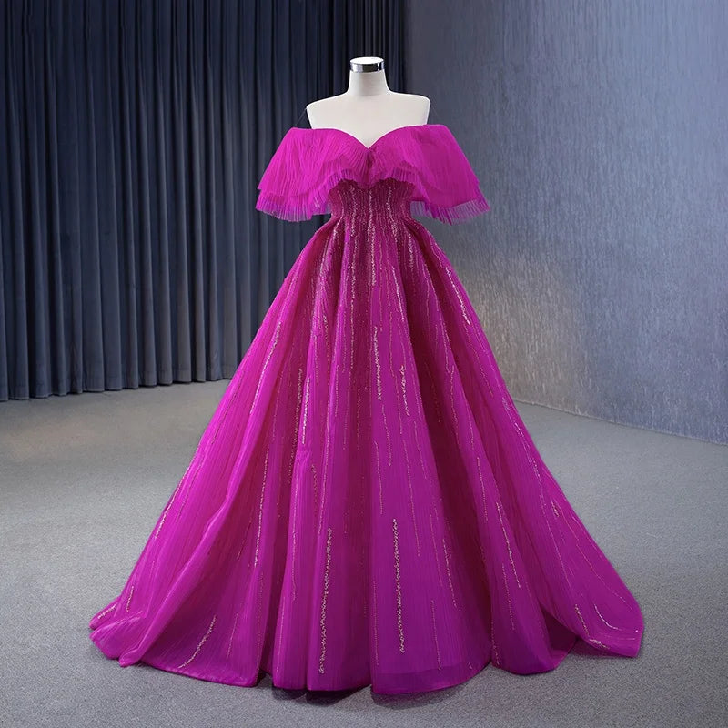 Jancember 231112 Chic Plus Size Modest Off Shoulder Evening Dresses in Purple Party Dress