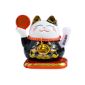 Solar Powered Japanese Lucky Fortune Maneki Neko Ceramic Cat White Waving Arm