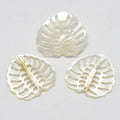 Pandahall Vintage 5pcs White Natural Mother of Pearl Pendants Gold Plated Tropical Leaf Charms Monstera Shell Jewelry
