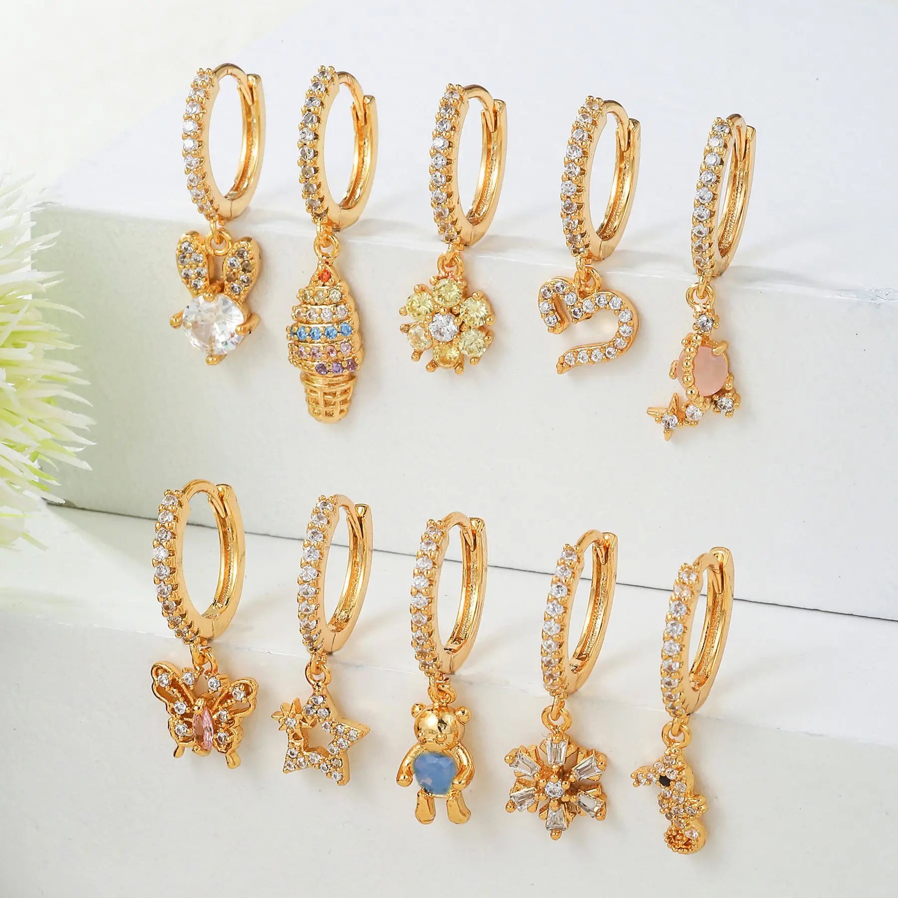 Gab New Dangle Zircon Cartilage Studs Gold Earrings Hoop Cartilage Piercing Earrings Helix Wholesale Piercing Jewelry