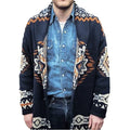 Winter Men Aztec Tribe Style Plus Size Male Warm Knitted Cardigan Jacket Outerwear Long Sleeve Sweaters Jumpers