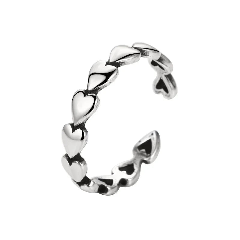 Simple Retro INS Open Index Finger Adjustable Ring Female Niche Design Personality Flower love Ring for Women