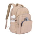 Best Large Light Brown Designer Laptop Bag for Women Zipper Closure Polyester Lining Waterproof Side Water Bottle Holder Pocket
