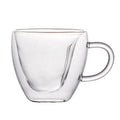 Hot Sale 250ml clear love Heart Double Walled Glass Coffee Mug with Handle