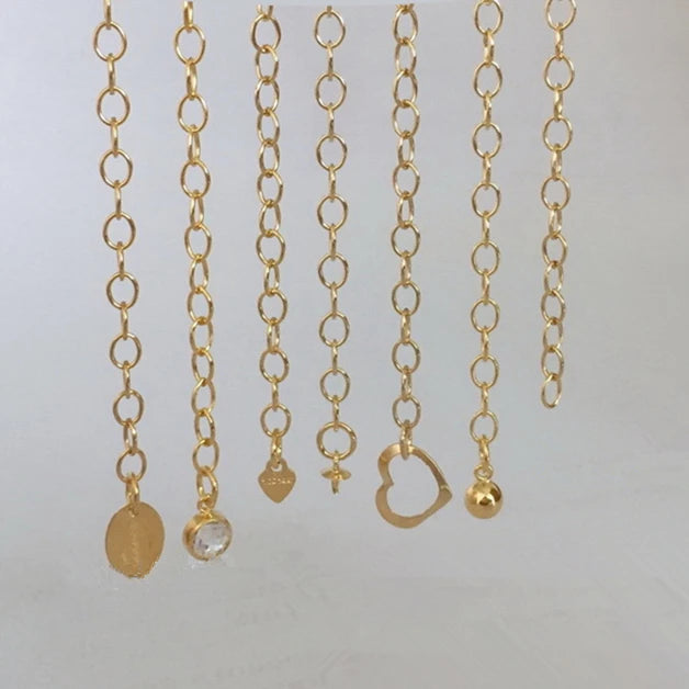 Premium 14K Gold Filled 2.6mm Necklace Chain with Little Charm Brass Extender Chain for Jewelry Making