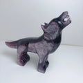 Wholesale Hand Carved Wolf Head Gemstones Purple Mica Crystal Animal Crafts for Home Decorate