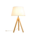 Nordic Modern Hotel Bedroom Table Lamp with Fabric Shade Tripod Design Wooden Table Lamp for Home Decor