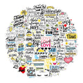 50pcs Cute Inspirational English Letter Stickers Vinyl Decals Waterproof Water Bottle Skateboard Laptop Luggage Sticker