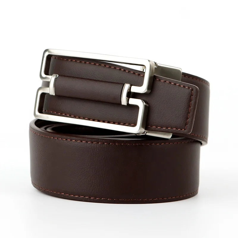 with Multiple Colors Available Classic Fashion Automatic Buckle Men Genuine Leather Belt Pair with Stylish Casual Jeans