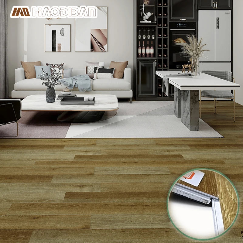 SPC Flooring 5mm 0.3mm Wear Layer V Groove Waterproof Eco Friendly PVC Click Lock Hotel Use Graphic Design