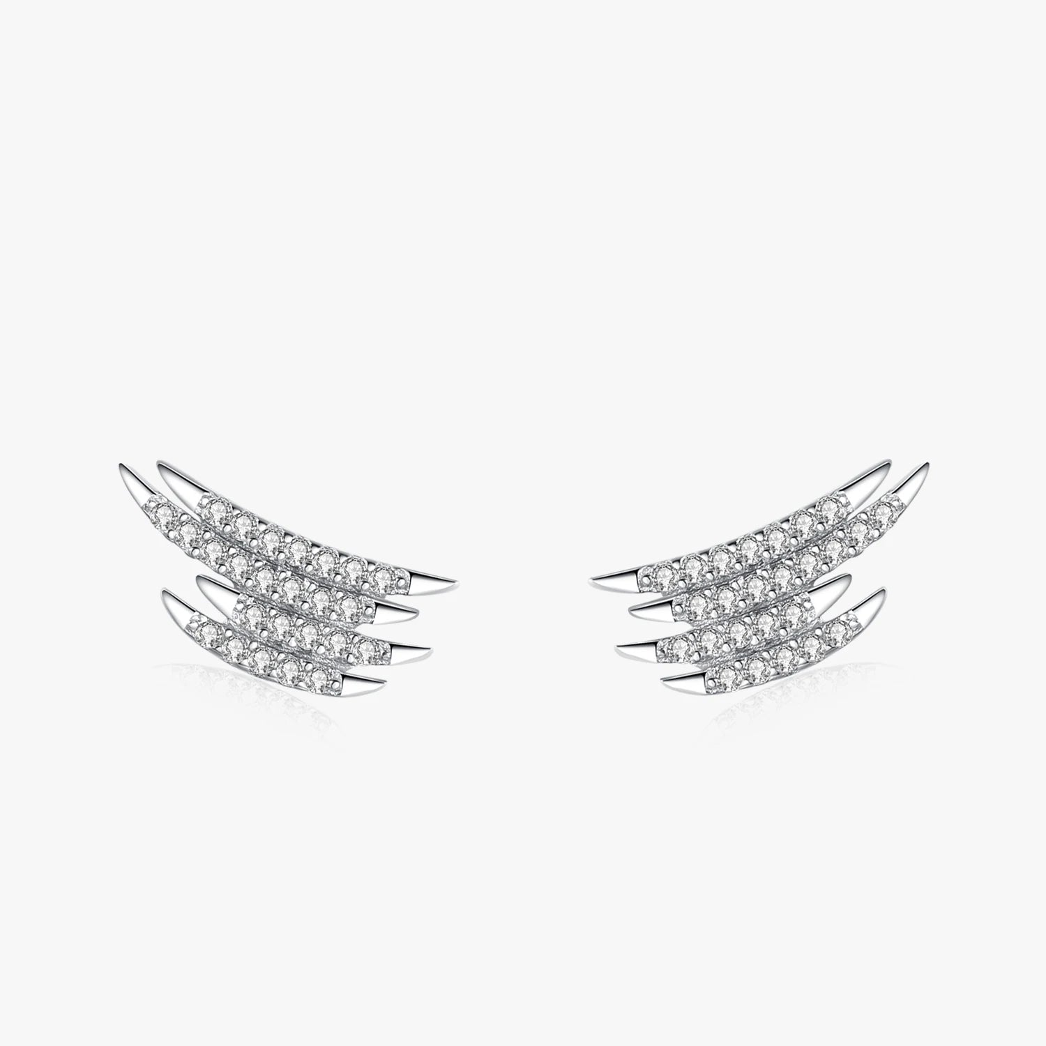 Ailmay Genuine 925 Sterling Silver Sparkling Zircon Geometric Line Exquisite Stud Earrings for Women Wedding Engagement Jewelry