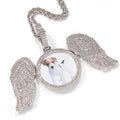 Romantic Rhodium & Gold Plated Silver Angel Wings Necklace Iced out Diamond Pearl Link Chain Religious Style for Weddings Gifts
