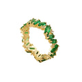 Wholesale Women Fashion Copper Alloy Green Rhinestone Emerald Ring Fine Gold Plated Rings Jewelry
