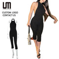 2025 New Women Sexy Jumpsuit - Halter Neck Backless Romper with Bodycon Fit (Festival/Streetwear)