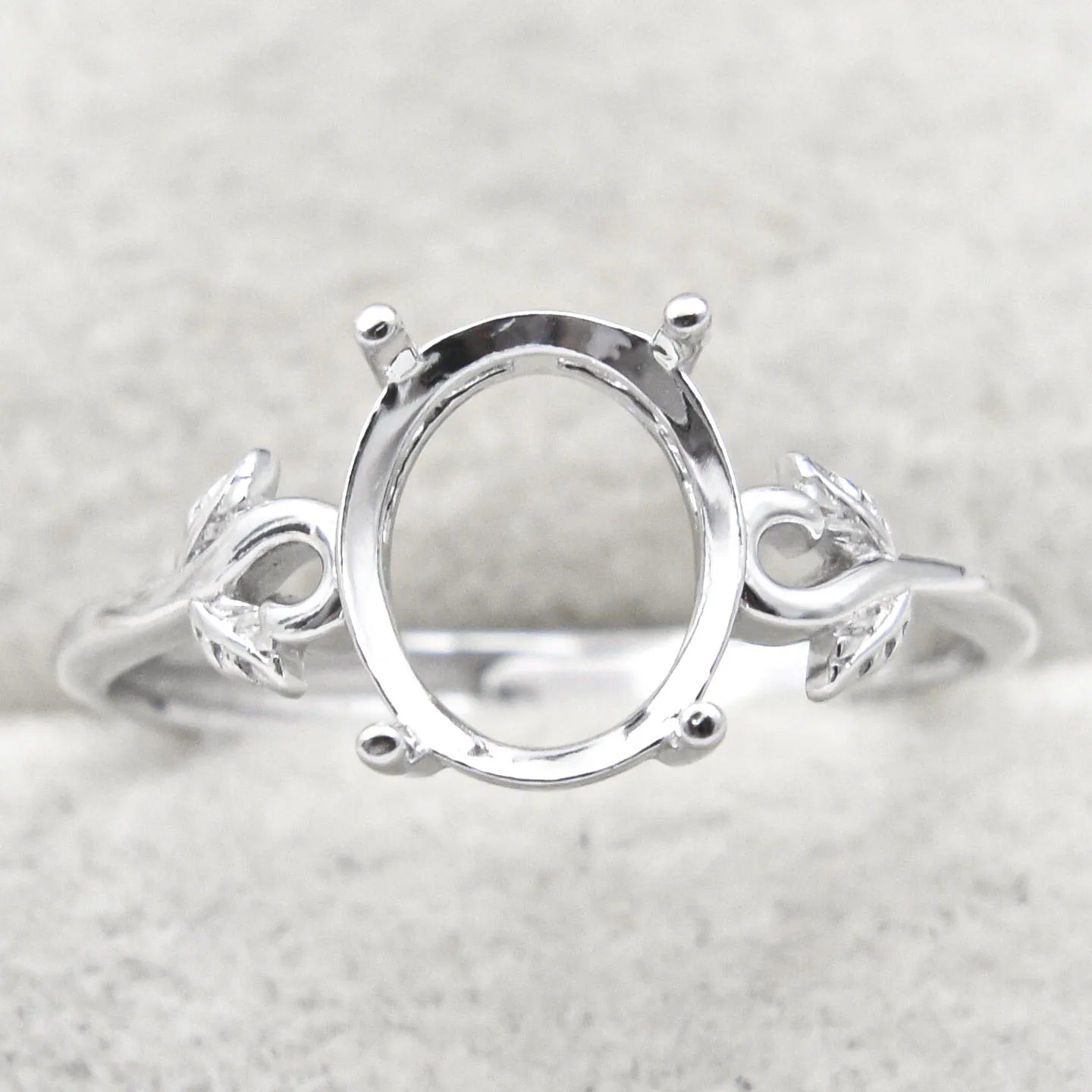 Sterling Silver 8*10mm Semi Mount Ring Frame Empty Blank Support Claws Setting S925 Base Holder Without Center Stone for Inlay