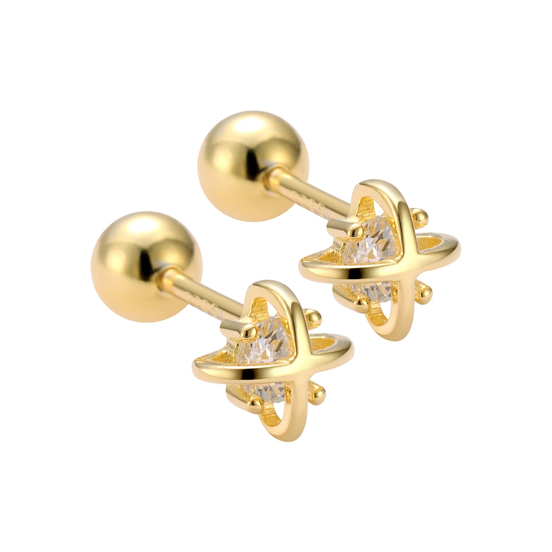 2025 Trendy Cross Stud 925 Sterling Silver CZ Star Screw Back Earrings Set for Women Girl Fine Jewelry Wholesale