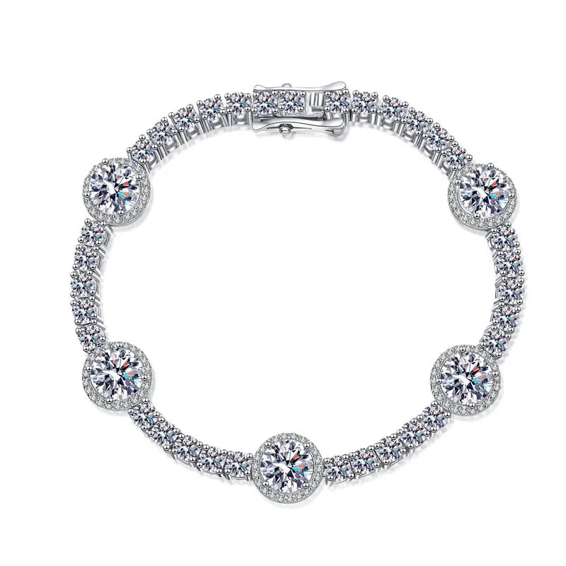 925 Silver Gemstone Ice Bracelet Jewelry Luxury Fine Moissanite Cluster Diamond Tennis Bracelet Women Chain Wedding