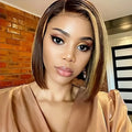 4/27 Straight Human Hair Wigs Short Bob Piano Color 13x4 Lace Front Wig for Black Women Transparent Frontal Perruque
