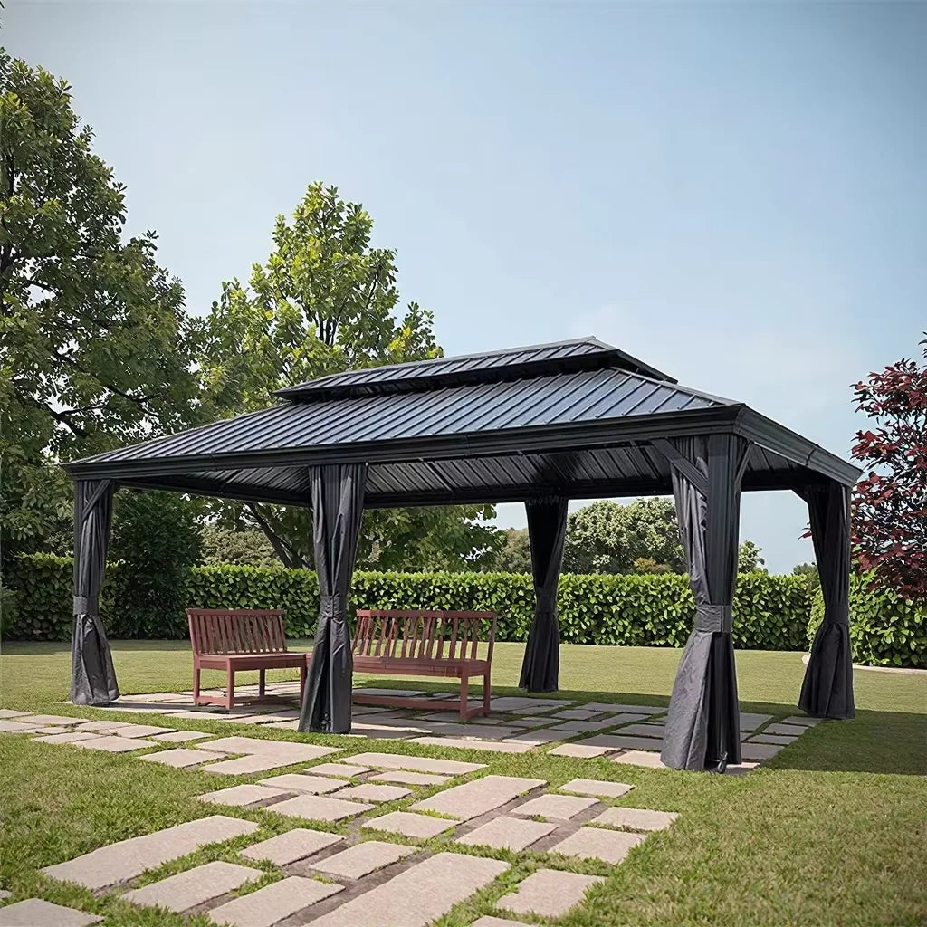 Youya Easy Assemble 3x4/3x3 4x412x20 Gazebo Outdoor Metal Gazebo Wholesale Hardtop Gazebo with Rain Gutters