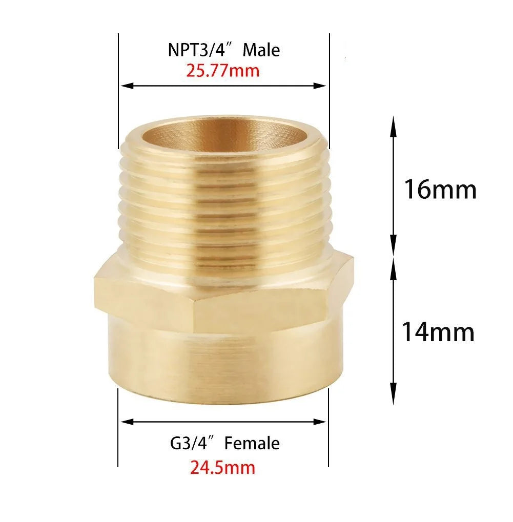 1/2 BSPP Female to 1/2 NPT Male Reducing Tube Connector Brass Copper Casting Adapter