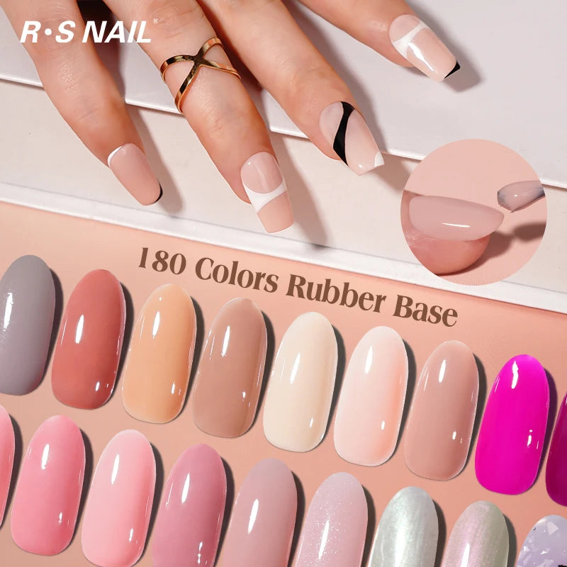 R S Nail Manufacturer Nail Polish Private Label Customs Logo Base Color Coat 180 Colors Rubber Base Gel for Nails Beauty Supply