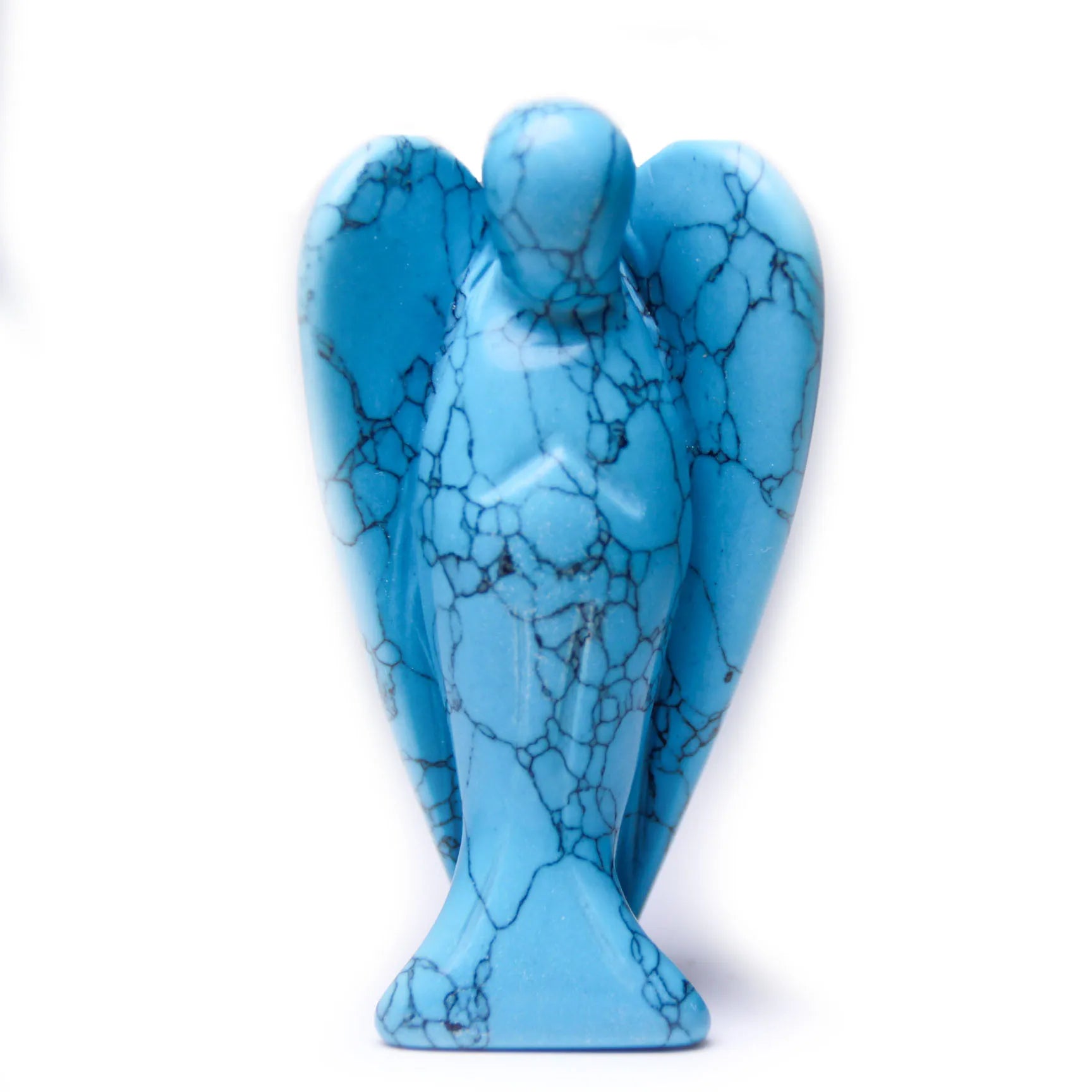 DIY Gemstone Blue Turquoise Angel Statue Hand Carved Semi-Precious Craft 7.5 cm Crystal Angel for Decor Healing Reiki Crafts