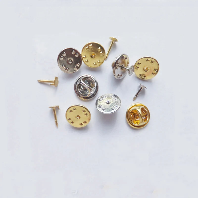 200pcs/bag 1.2cm Brass Butterfly Clips Pin Backs Golden Silver Metal for DIY Brooches Badges Jewelry-Quality Components
