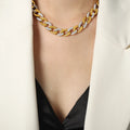Wholesale New Thick Stainless Steel 18K Gold Vacuum Plated Straps Cuban Link Entry Bracelet Necklace Jewelry Set Waterproof