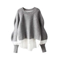 Wholesale 2026 Autumn and Winter Layered Sweater Stitching Shirt Two-piece Suit Female Foreign Style Knitted Sweater