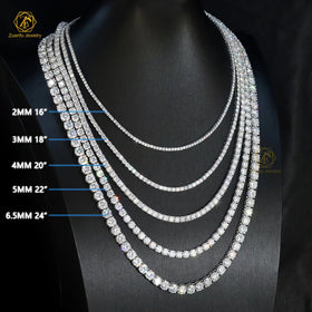 Gra 925 Silver Tennis Chain HipHop Jewelry Tennis Chain VVS 2mm 3mm 4mm 5mm 6mm Moissanite Tennis Necklace