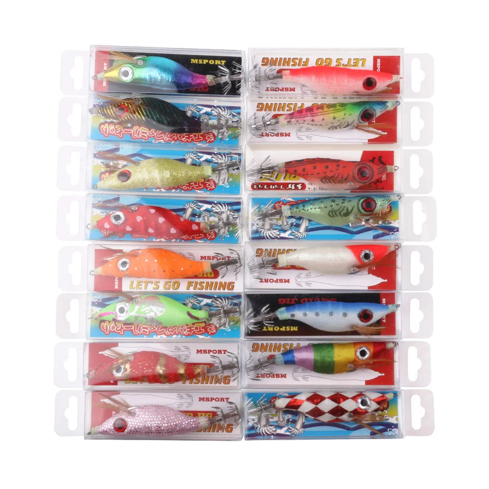 3.5# g Wrapped Fluorescent Luminous Squid Jig Lure Hard Plastic Bait