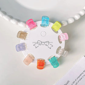 Wholesale Children Mini Size 10pcs Cute Plastic Hair Claw Jelly Color Sweet Simple Kids Clips Hairs Accessories