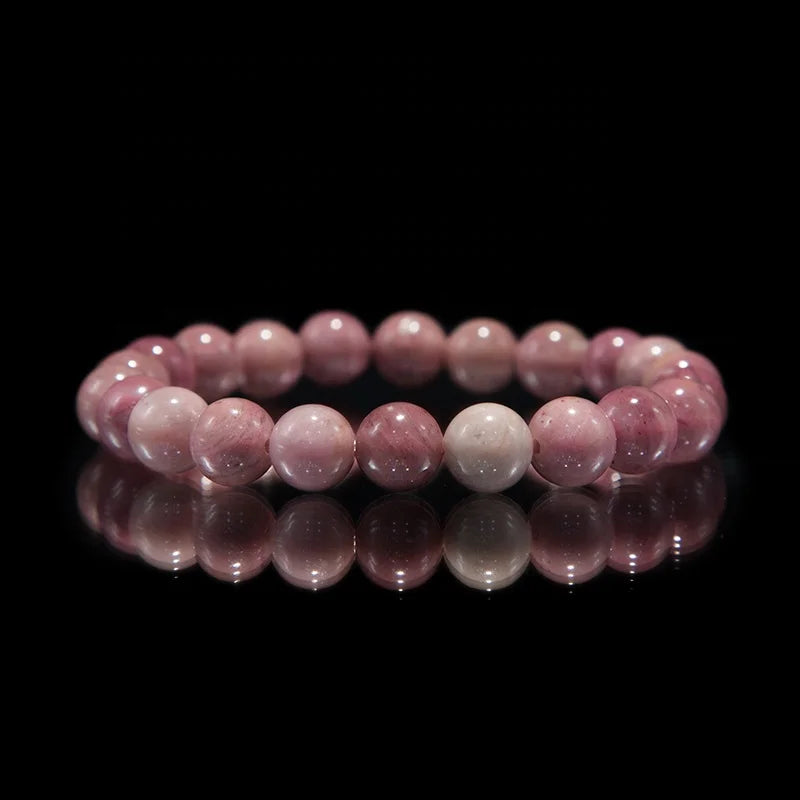 8mm Natural Stone Rhodonite Fashion Jewelry Stretch Bracelet Semi-Precious Healings Beads Unisex Holiday Gifts Beaded Bracelets